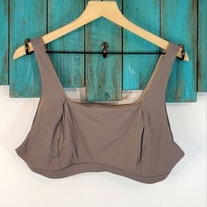 Namastetics taupe unpadded scoop neck "Cadence" athletic sports bra